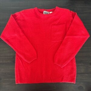 Vintage Forenza Red Sweater Size Medium Lambswool Angora Pocket Authentic